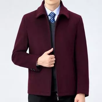 Autumn and winter new cashmere jacket men s middle-aged and elderly woolen woolen tops thickened business casual short lapel jacket 170