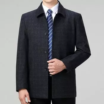Autumn and winter new casual jacket men s lapel middle-aged business leader jacket thickened coat men s windbreaker 170