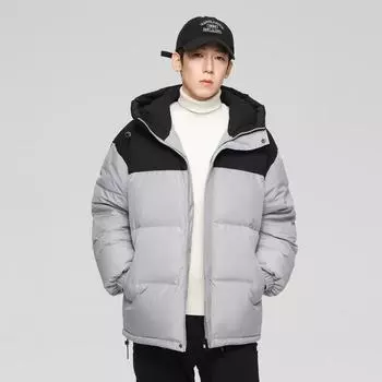 Autumn and winter new coat men s solid color hooded Hong Kong style loose and warm 90 white duck down men s and women s couple style S