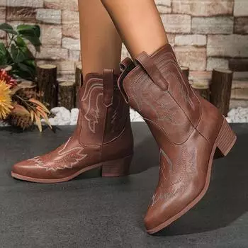 Autumn and winter new foreign trade large size South East Asia hot Amazon fashion embroidery temperament comfortable Martin boots women 36 чёрный