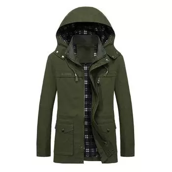 Autumn and winter new men s casual Korean style jacket pure cotton washed loose large size fashion windbreaker jacket M