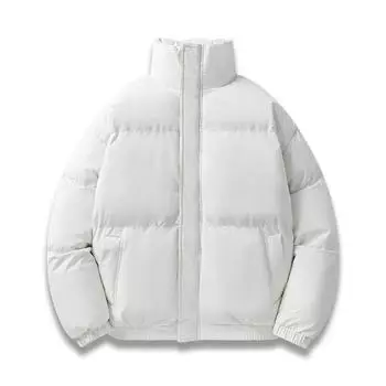 Autumn and winter new men s cotton coats, trendy brands, versatile stand-up collar cotton coats, thickened warm bread coats, solid color cotton coats S