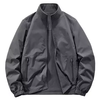 Autumn and Winter New Men s Double-sided Thickened Jacket Middle-aged and Young People Stand-up Collar Loose Large-size Top M темно серый