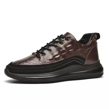 Autumn and winter new men s shoes leather surface non-slip soft sole high-top business casual shoes trend versatile thick-soled tooling sports shoes 39 чёрный