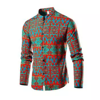 Autumn and Winter New Product Button-up Stand-up Collar Trendy Long-sleeved Shirt Shirt Men s Cardigan M
