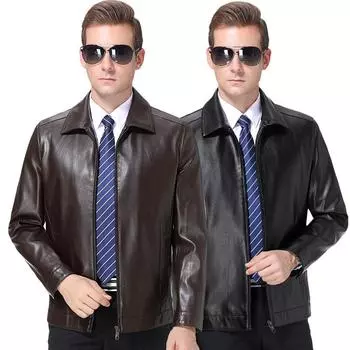 Autumn and winter new style genuine leather jacket for men, sheepskin jacket, middle-aged and elderly lapel dad wear 170