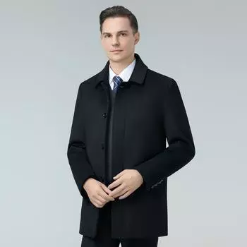 Осенне-зимний новый стиль для мужчин среднего возраста, кашемировые пальто, куртка со съемной подкладкой, мужские шерстяные пальто с лацканами 170