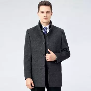 Autumn and winter new thickened coat stand collar cashmere middle-aged and elderly mink fur collar dad men s liner down jacket 170