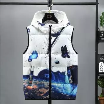 Autumn and winter new trend double-sided wear men s vest thickened sleeveless vest thermal vest student jacket S белый