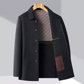 Autumn and winter new wool woolen coat men s lapel double-sided woolen buttons cashmere mid-length business casual coat 170