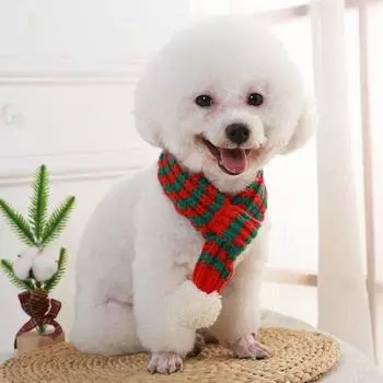 Autumn and Winter Pet Scarves Pets Keep Warm and Comfortable Cats and Dogs Cute Knitted Woolen Scarves 40*4cm