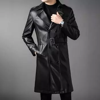 Autumn and winter plus velvet leather jacket for men, sheepskin middle-aged dad wear lapel leather jacket 170