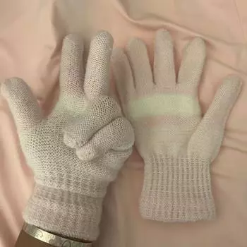 Autumn and Winter Warm Gloves for Men and Women, Thickened Cycling Wool Gloves, Cold-proof Mohair Gloves One size