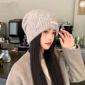 Autumn And Winter Women S Knitted Yarn Pullover Cold Hat Warm Pile Cap Reloj H284 56-60cm