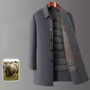 Autumn and winter wool coats for men, medium size double-sided woolen coats, versatile cashmere windbreakers, men s thick down coats 170