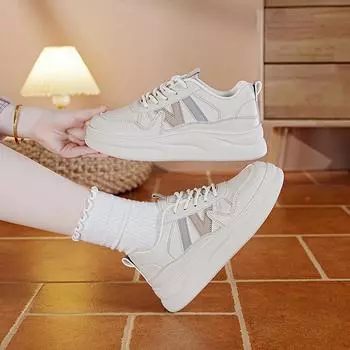 Autumn Korean version of the new dad shoes female student sports running shoes platform white shoes female explosion 35 бежевый