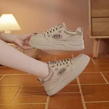Autumn little white shoes new Korean version of female students platform sports board shoes casual shoes tide 35 хаки