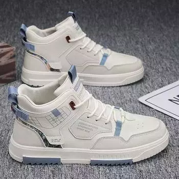 Autumn Men s New Breathable White Sports and Leisure Board Shoes with Thick Sole Fashion Trend Lining Mesh 40 чёрный