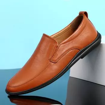 Autumn new beanie shoes men s breathable wear-resistant casual shoes work shoes fashion soft soles one foot business leather shoes 39