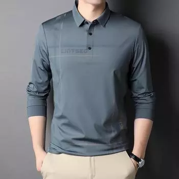 Autumn New Men s T-shirt Long Sleeve Slim-Fit Korean-Style Young and Middle-Aged Men s T-shirt Polo Collar Stripes Long-Sleeved Bottoming Shirt Men 48105