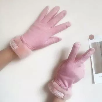 Autumn Winter Female Gloves Driving Mitten Full Finger Gloves Korean Style Gloves чёрный