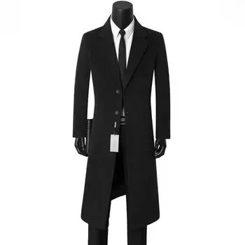 Autumn Winter Men s Woolen Overcoat Medium-length Business Casual Warm Windbreaker Suit Collar Jacket For Dad M