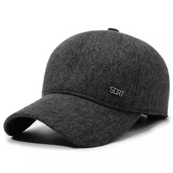 Autumn Winter Middle-Aged Hat Men s Outdoor Cold-Proof Warm Capthick Ear Velvet Baseball Cap серый