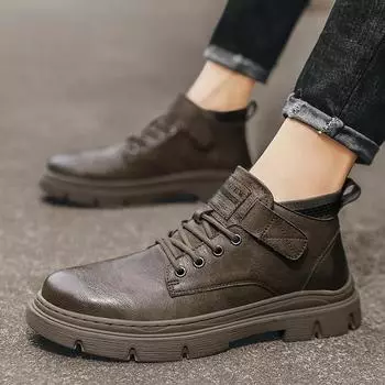 Autumn Winter New Short Boots Men s Fashion British Classic Fashion Anti Slip Comfortable Boots Outdoor Banquet Casual Shoes 39 чёрный
