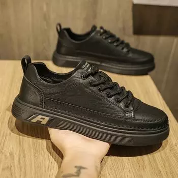 Autumn Winter Popular Men s Oxford Shoes Thick Sole Durable Sports Shoes Men s Genuine Leather Casual Shoes Free Delivery 39 хаки