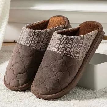 Autumn winter slipppers men fur indoor shoes large plus size 49 50 microfiber furry house slippers male shoes 6 коричневый
