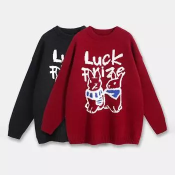Autumn Winter Sweater Women s O-neck casual loose long sleeve Pullover Women cartoon printed y2k Tops Knitwear Trending Sweaters One Size