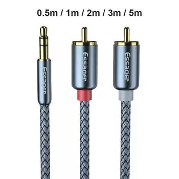 Aux-кабель Essager RCA с разъемом 3,5 мм на 2 аудиокабеля RCA Y-адаптер-разветвитель AU 0.5M