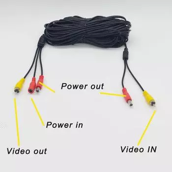 AV RCA видеокабель для камеры заднего вида и монитора DC автомобильный прикуриватель видеоудлинитель 2 в 1 RCA видеокабель питания