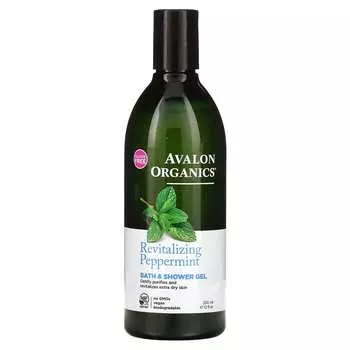 Avalon Organics, Гель для ванны и душа, восстанавливающий с перечной мятой, 12 жидких унций (355 мл)