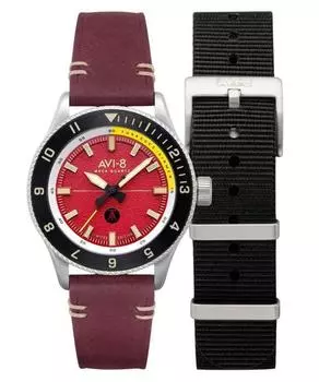 AVI-8 Flyboy Tuskegee Airmen Limited Edition Ramitelli Кварцевые часы с красным циферблатом AV-4103-04 Мужские часы с дополнительным ремешком красный