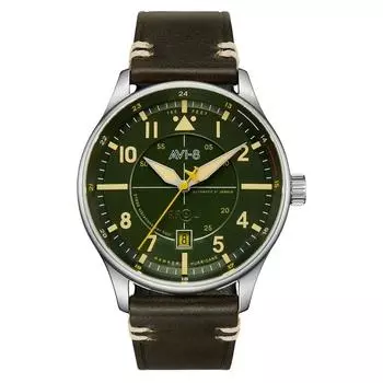 AVI-8 Hawker Hurricane Kent Automatic Hampshire Кожаный ремешок Зеленый циферблат AV-4094-03 Мужские часы зелёный