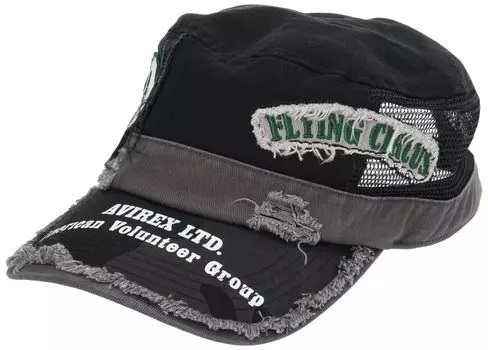 Avirex FLYINGCIRCUS Mesh Work Cap with Distressed and Vintage 80315200 Finish, Black, чёрный