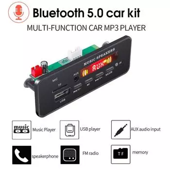 Авто Bluetooth 5.0 Радио Handsfree Mp3 декодер Панель Беспроводной FM-приемник Модуль TF Карта 3,5 мм USB Аудио Адаптер FM Radio Board