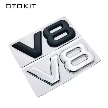 Авто металлический сплав 3D логотип V8 объем двигателя багажник задний значок автомобиля наклейка хром V8 боковое крыло эмблема наклейка стайлинг автомобиля серебряный