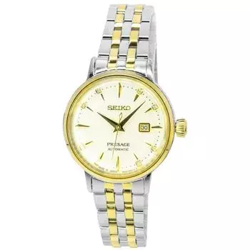 Автоматические женские часы Seiko Presage Cocktail Time с белыми бриллиантами и золотым циферблатом SRE010J1 золотой