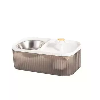 Автоматический фонтанчик для кошек с миской FoooBowl из нержавеющей стали, кормушкой для кошек и водой на возвышении для кошек, живущих в помещении