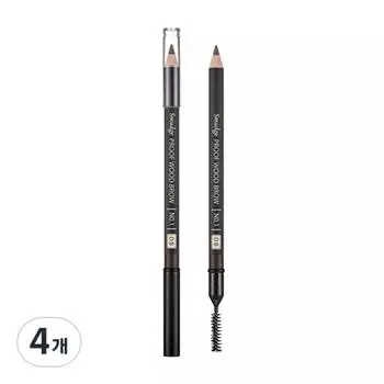 Автоматический карандаш для бровей Missha Smudge Proof Wood, темно-коричневый, 4 шт.