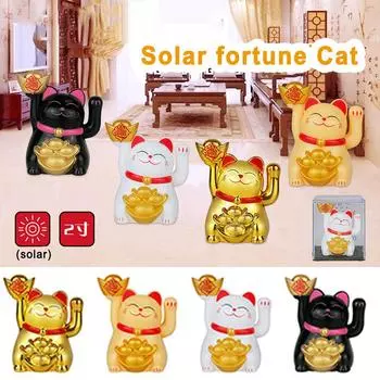 Автоматический машущий Lucky Cat Украшение Lucky Cat Lucky Cat Декор чёрный