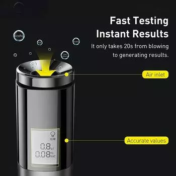 Автоматический тестер алкоголя Алкотестер Перезаряжаемый светодиодный экран Бесконтактный Alcohotest Тест на алкоголь в выдыхаемом воздухе