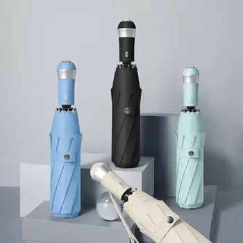 Автоматический ветрозащитный сильный светодиодный складной зонт для мужчин и женщин, фонарик от дождя, большой зонтик от солнца, бесплатная доставка серый