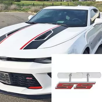 Автомобиль 3D Chrome SS Эмблема передней решетки радиатора Металлическая наклейка для Camaro