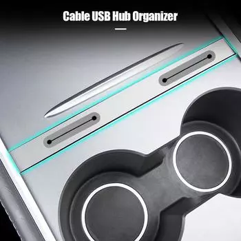 Автомобильная центральная консоль, кабель для зарядки, USB-концентратор, органайзер, док-станция, аксессуары для украшения Tesla Model 3 Y 2021 2025 чёрный