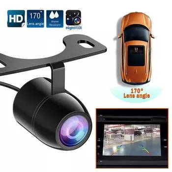 Автомобильная камера заднего вида HD, ночное видение, 170°, широкоугольная камера заднего вида, водонепроницаемая CCD-светодиодная камера с автоматическим резервным копированием, универсальный универсальный монитор чёрный