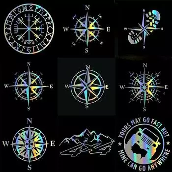 Автомобильная наклейка Three Ratels NSWE Compass, забавная автомобильная наклейка, светоотражающие 3D наклейки на автомобиль, предупреждающий знак, виниловые аксессуары для стайлинга автомобилей 1 pcs