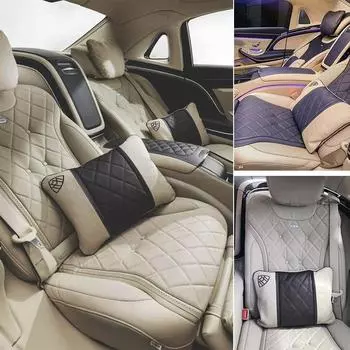 Автомобильная подушка для поясницы для Mercedes Maybach S-Class, подголовник, роскошная автомобильная подушка NAPPA для поясницы, подушка для дорожного сиденья, поддержка черный коричневый
